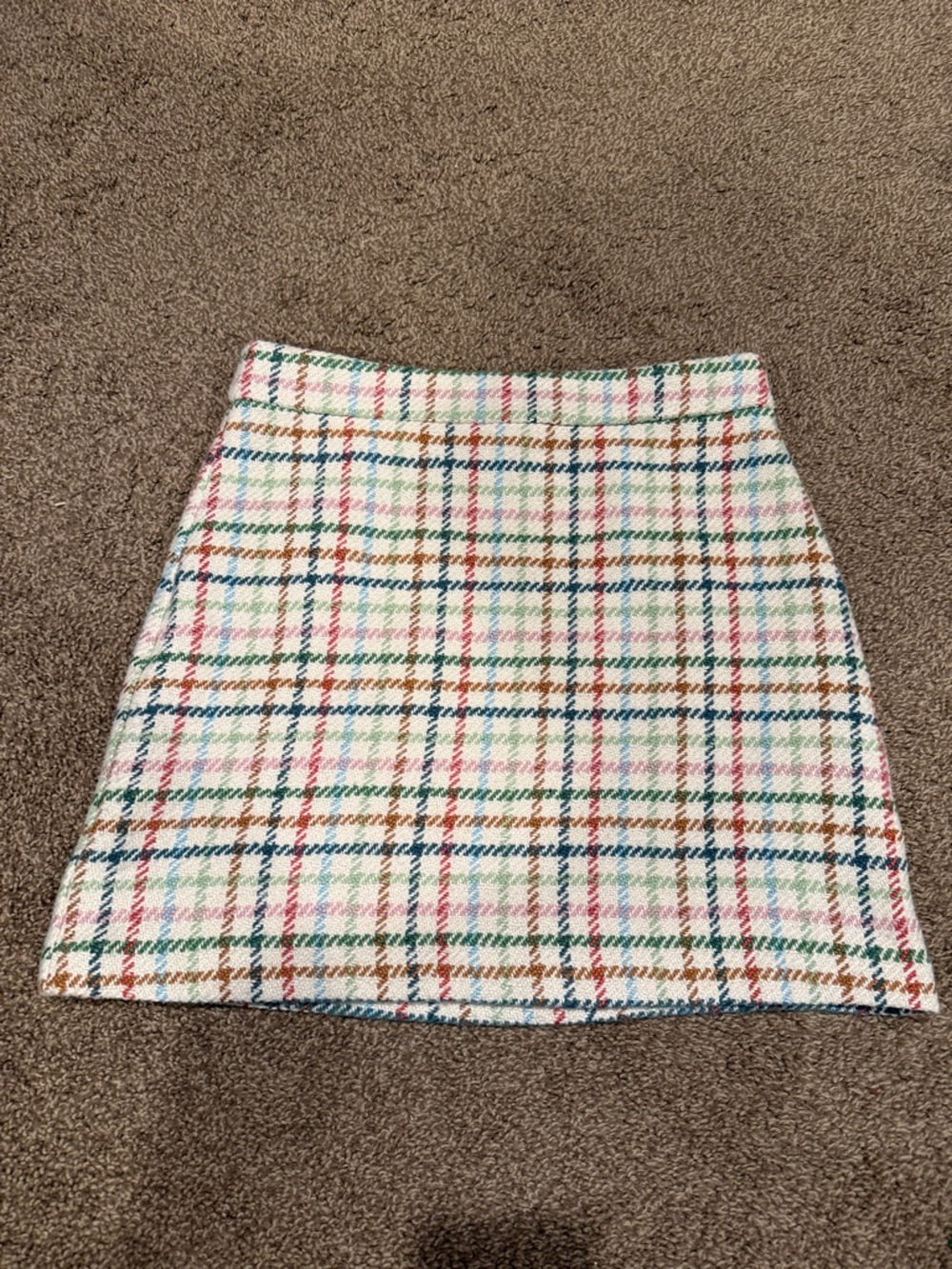 Multicolor Plaid Tweed Mini Skirt - White Base